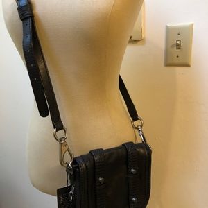 SHE + LO BLACK LEATHER STUDDED CROSSBODY BAG NWT